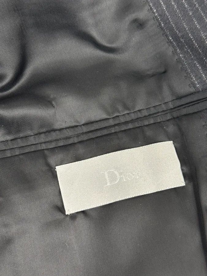 Dior 2010s Dior Grey Wool White Pinstripe Blazer Jacket by Kris Van Assche Size 42R - 11 Thumbnail