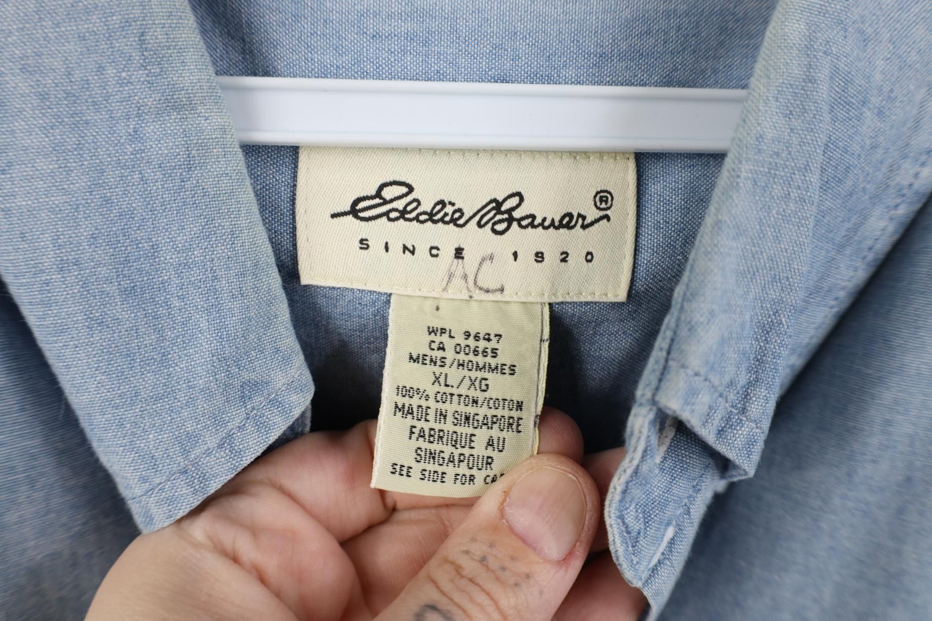 Eddie Bauer Vintage 90s Eddie Bauer Denim Short Sleeve Button Down Shirt Size US XL / EU 56 / 4 - 7 Thumbnail