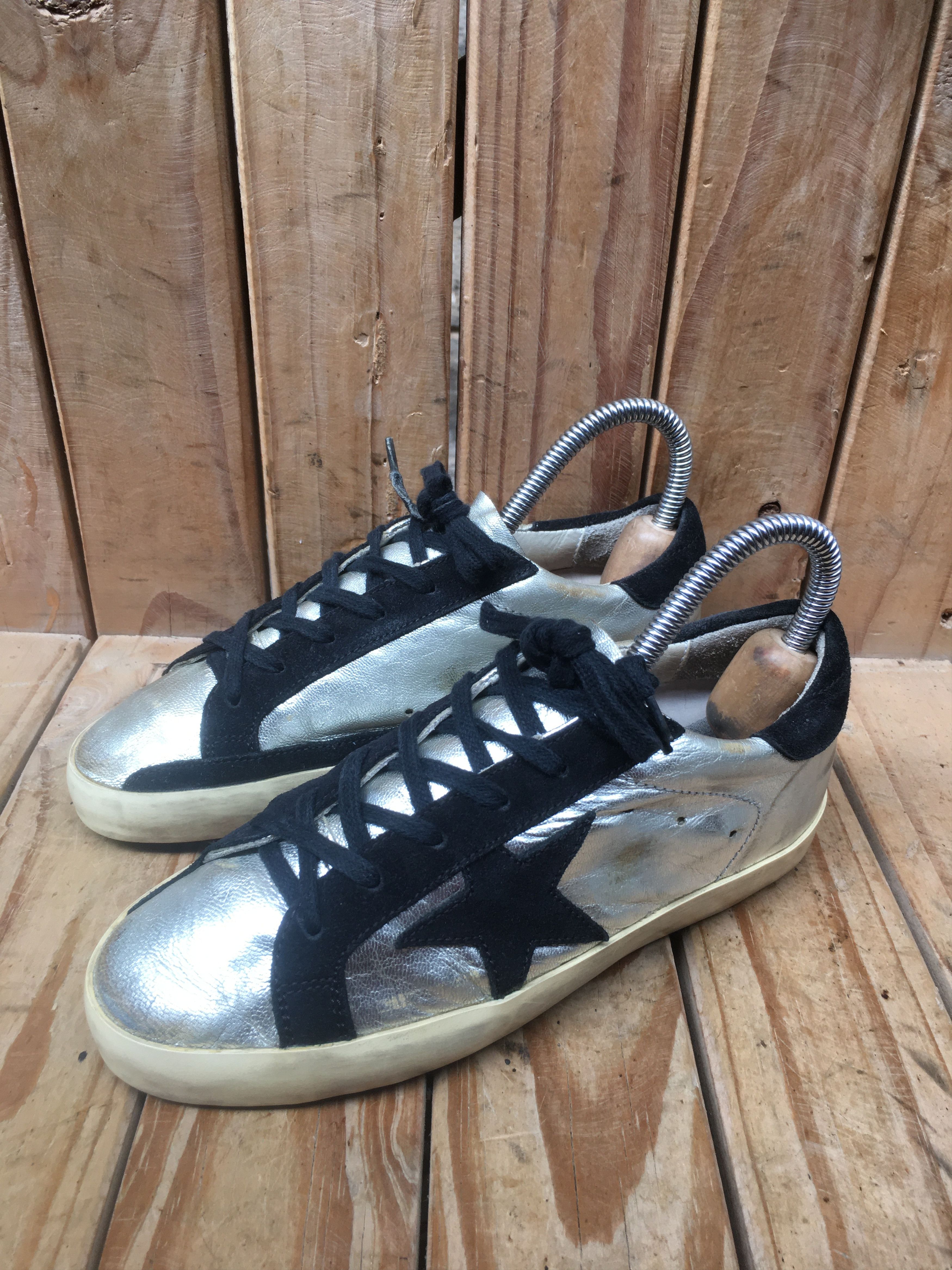 Golden Goose silver patent sneakers size UK 35