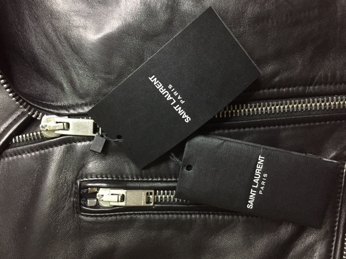 Saint Laurent Paris FW17 Saint Laurent Leather Biker Jacket With YSL Patches Size S / US 4 / IT 40 - 19 Thumbnail