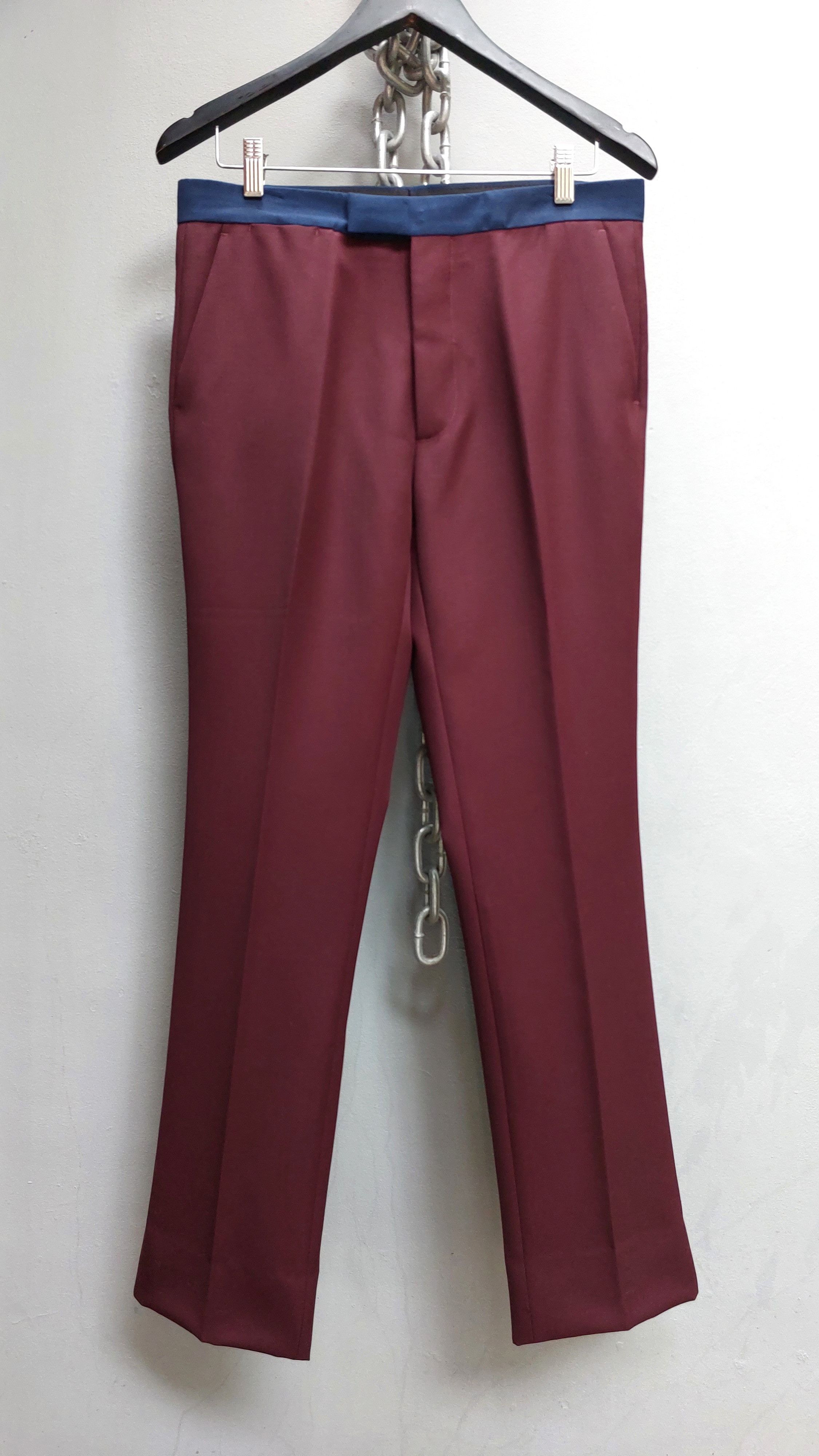 image of Raf Simons F/w 13 Runway Contrast Band Trousers in Red Wine, Men's (Size 30)