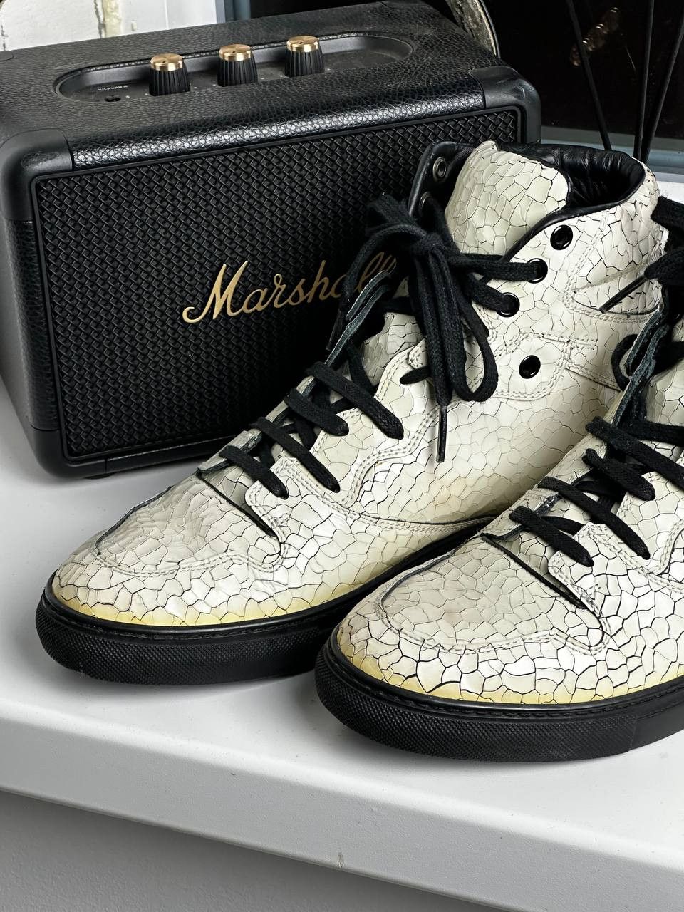 Balenciaga Balenciaga High Top Trainers Snake Skin Cracked Size 7.5 Size US 7.5 / EU 40-41 - 3 Thumbnail