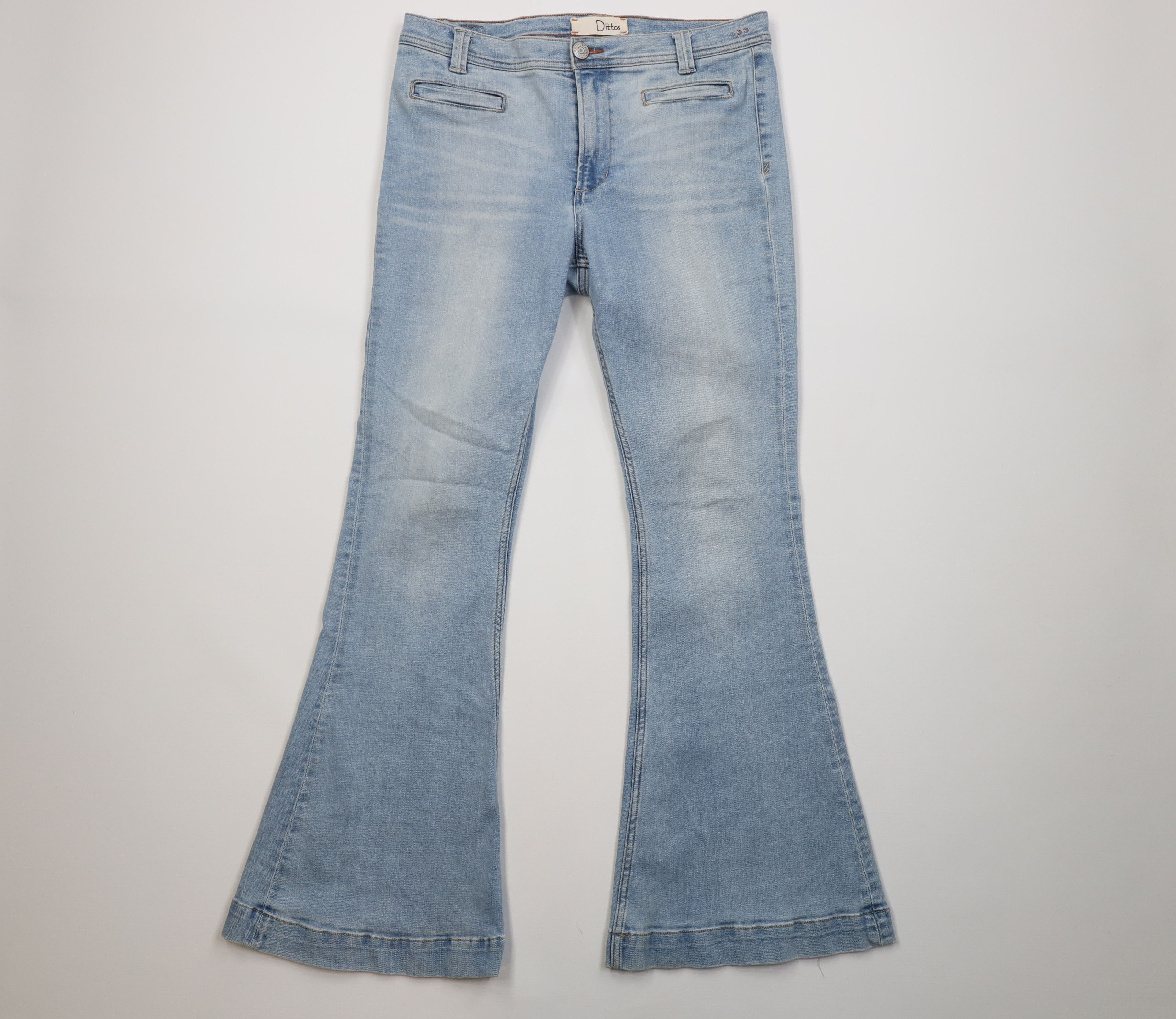 Vintage Y2K Streetwear Babydoll Bell Bottoms Denim Jeans