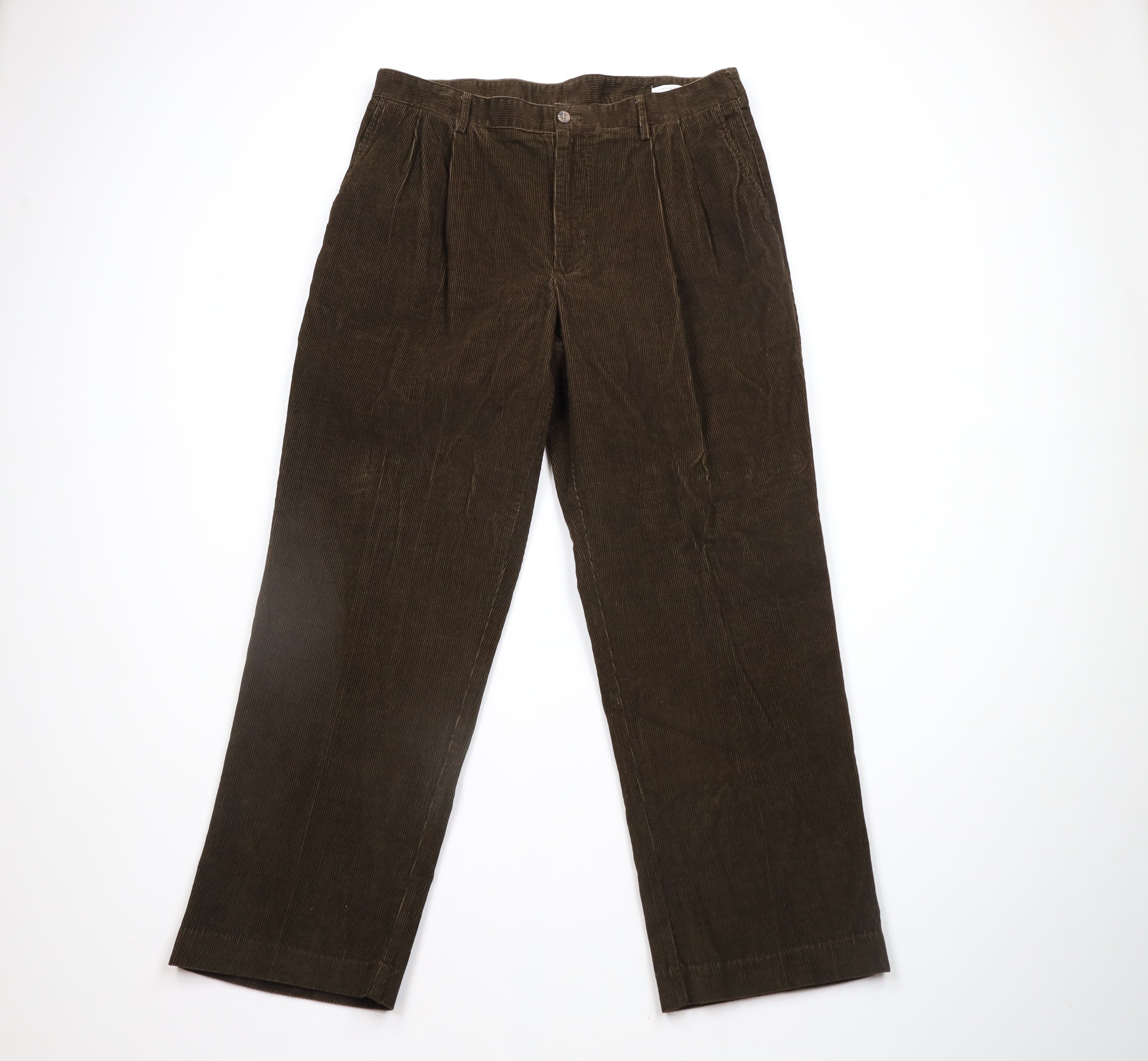 Vintage Vintage 90s Streetwear Pleated Wide Leg Corduroy Chino Pants Size US 36 / EU 52 - 1 Thumbnail