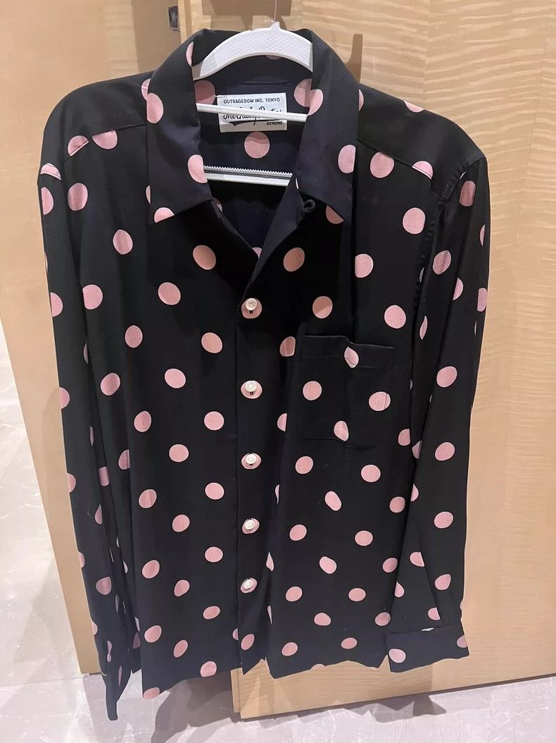 Comme des Garcons WACKO MARIA Black and Pink Polka Dot Shirt- DMC Size US L / EU 52-54 / 3 - 1 Thumbnail