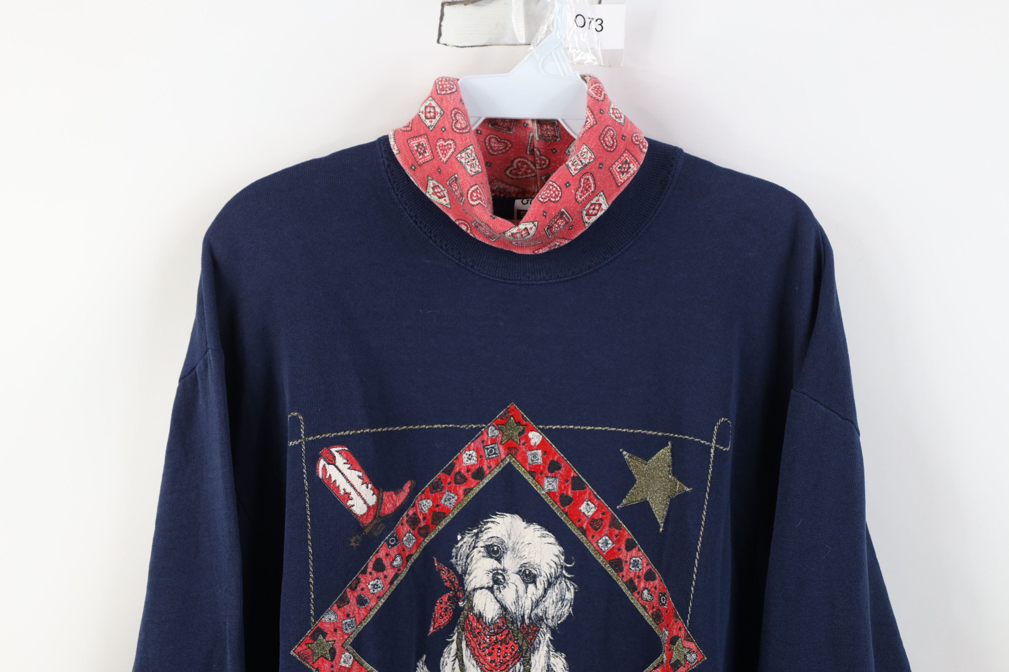 Vintage Vintage 90s Western Cowgirl Dog Turtleneck Sweatshirt USA Size M / US 6-8 / IT 42-44 - 2 Thumbnail