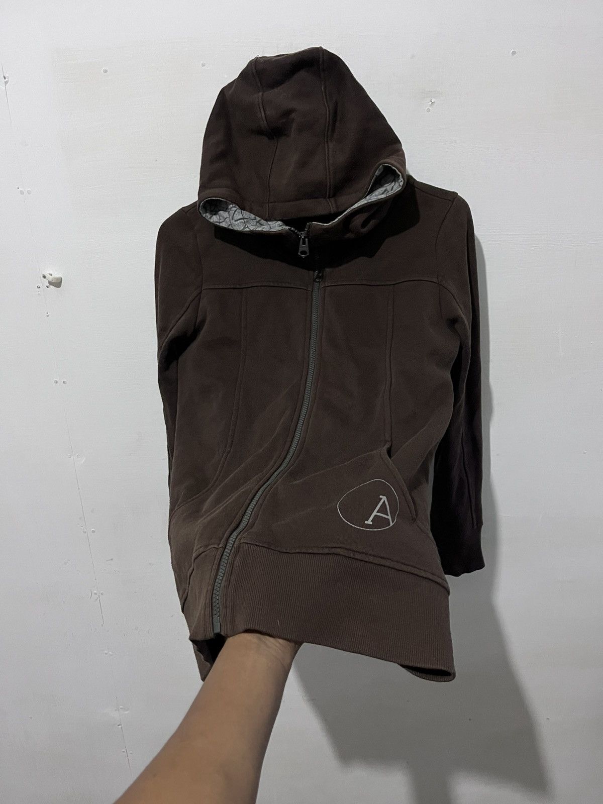 20471120 ANDEW Zip-Up Hoodie Dark Brown Maze Print Hood Lining Size US M / EU 48-50 / 2 - 6 Thumbnail