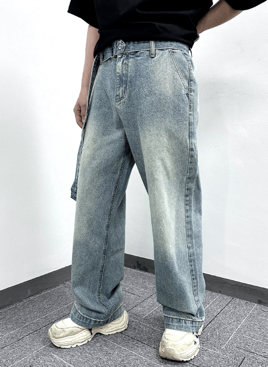 Japanese Brand × Vintage Vintage washed loose versatile wide-leg jeans with belt Size US 32 / EU 48 - 1 Thumbnail