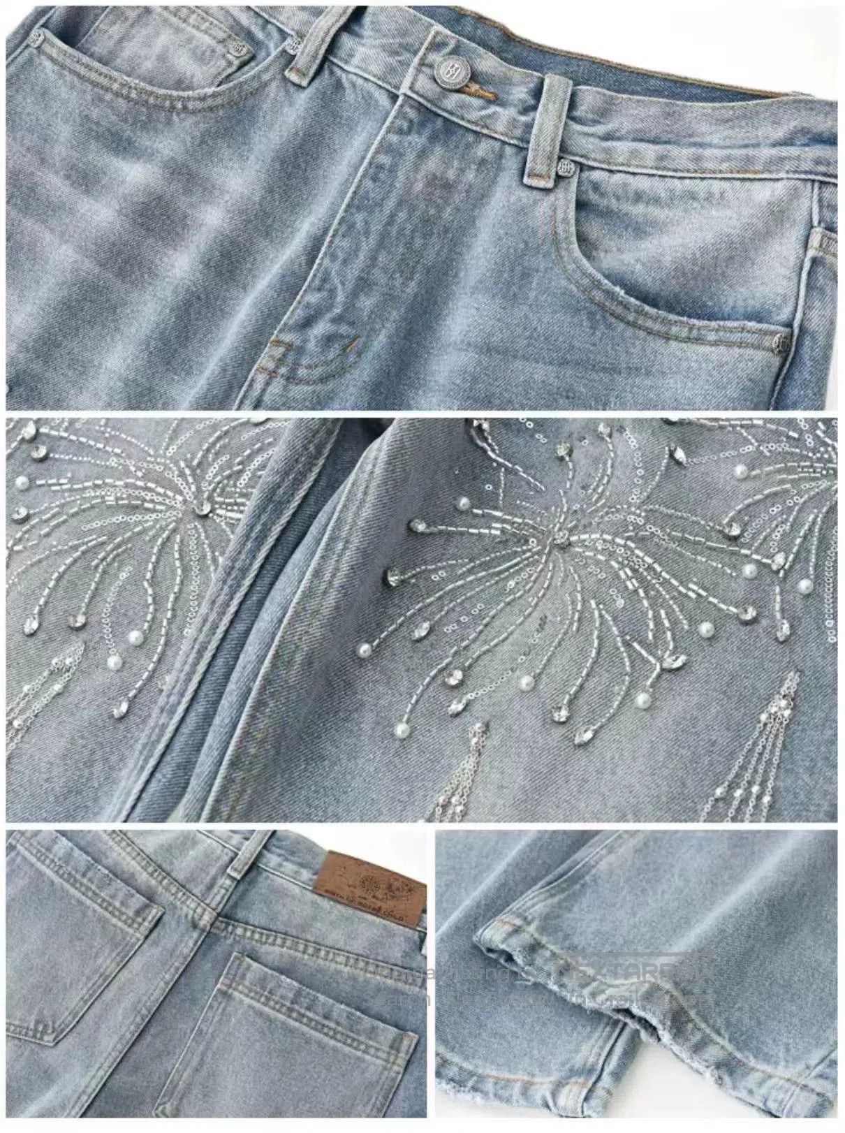 SLY Silver Embroidered Denim Pants by SLUM. Size US 30 / EU 46 - 5 Thumbnail