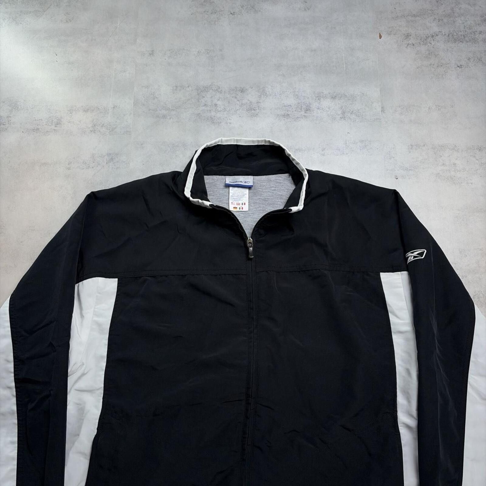 Reebok Y2K Black Reebok Fleece Lined Striped Windbreaker Jacket Size US M / EU 48-50 / 2 - 2 Thumbnail
