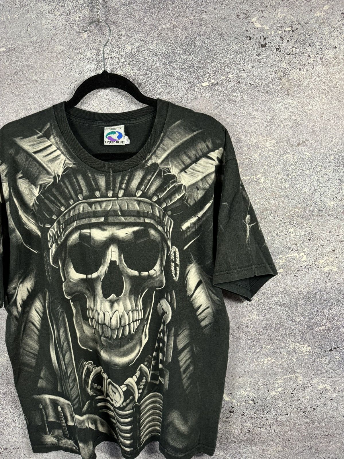 Liquid Blue × Vintage 90’s Vintage 1997 Liquid Blue Shirt XL Skeleton Indian AOP Size US L / EU 52-54 / 3 - 11 Thumbnail