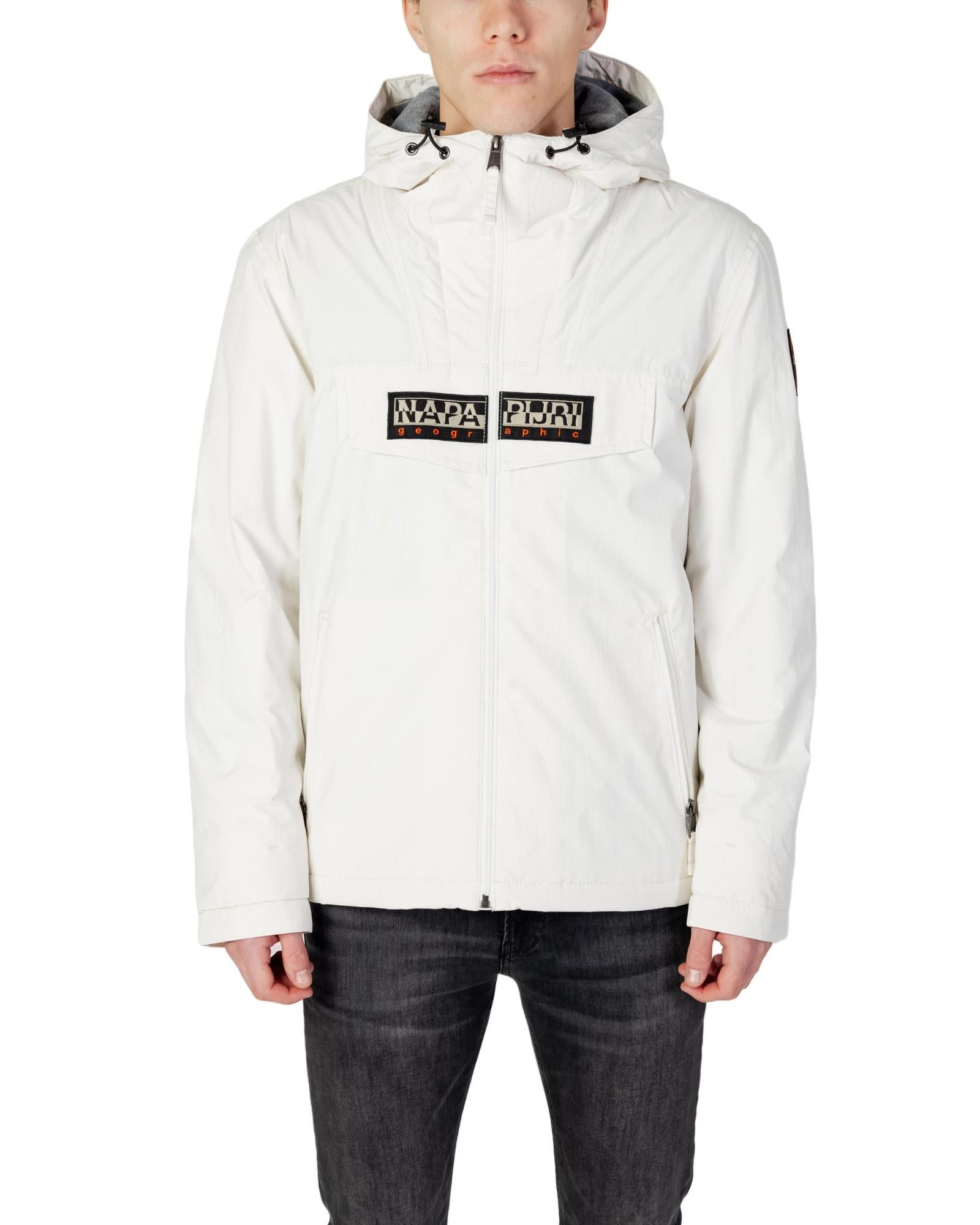 image of Napapijri Hooded Polyamide Jacket - Long Sleeves in White, Men's (Size Small)