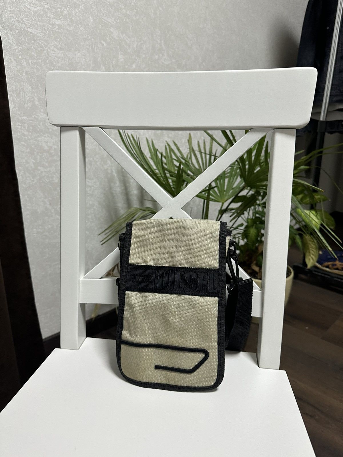 Massenger Diesel Mini Bag Y2K Style in White, Men's