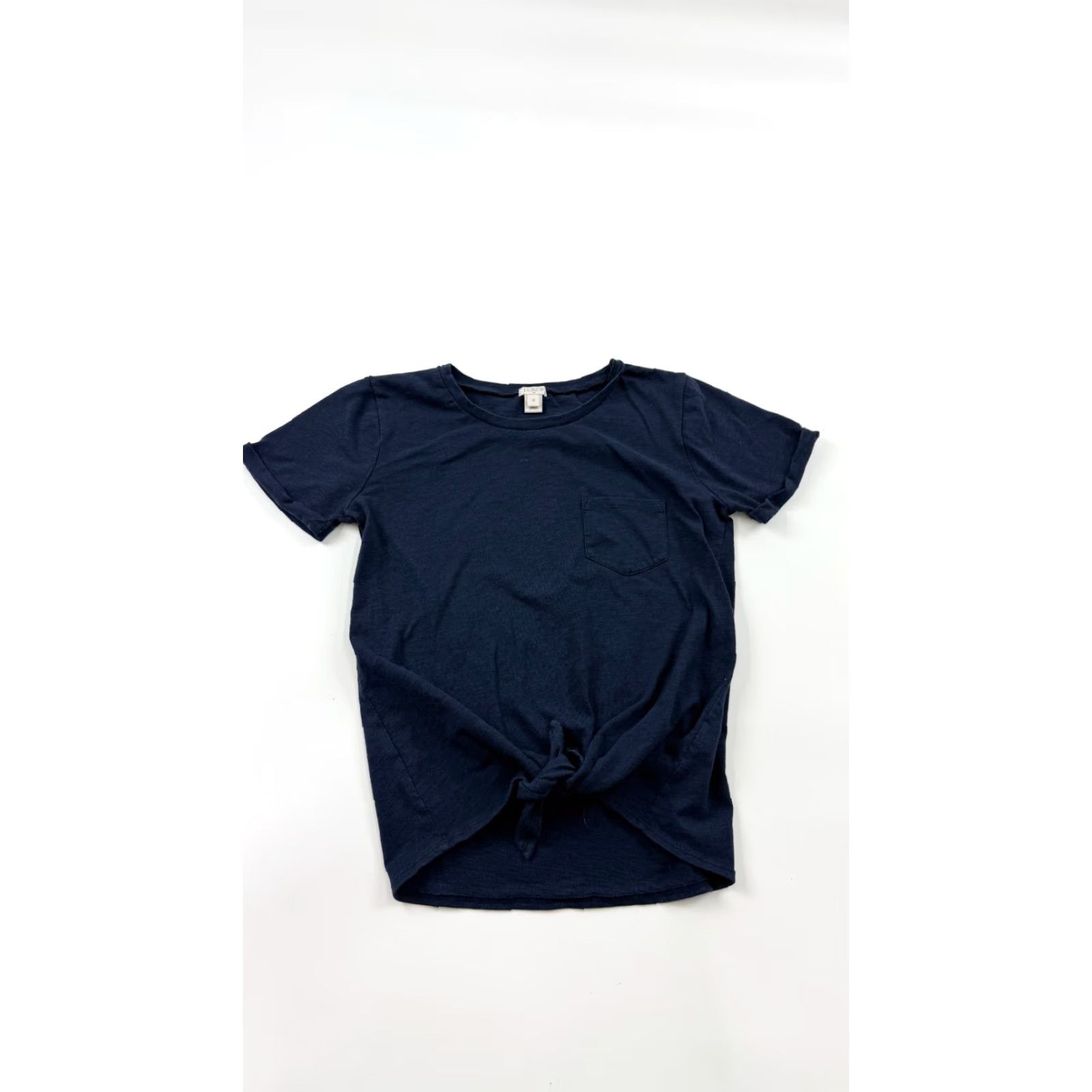 J.Crew J.CREW Women's XS Blue Short Sleeve Knot Hem Round Neck Tee Casual T-Shirt Size XS / US 0-2 / IT 36-38 - 2 Thumbnail