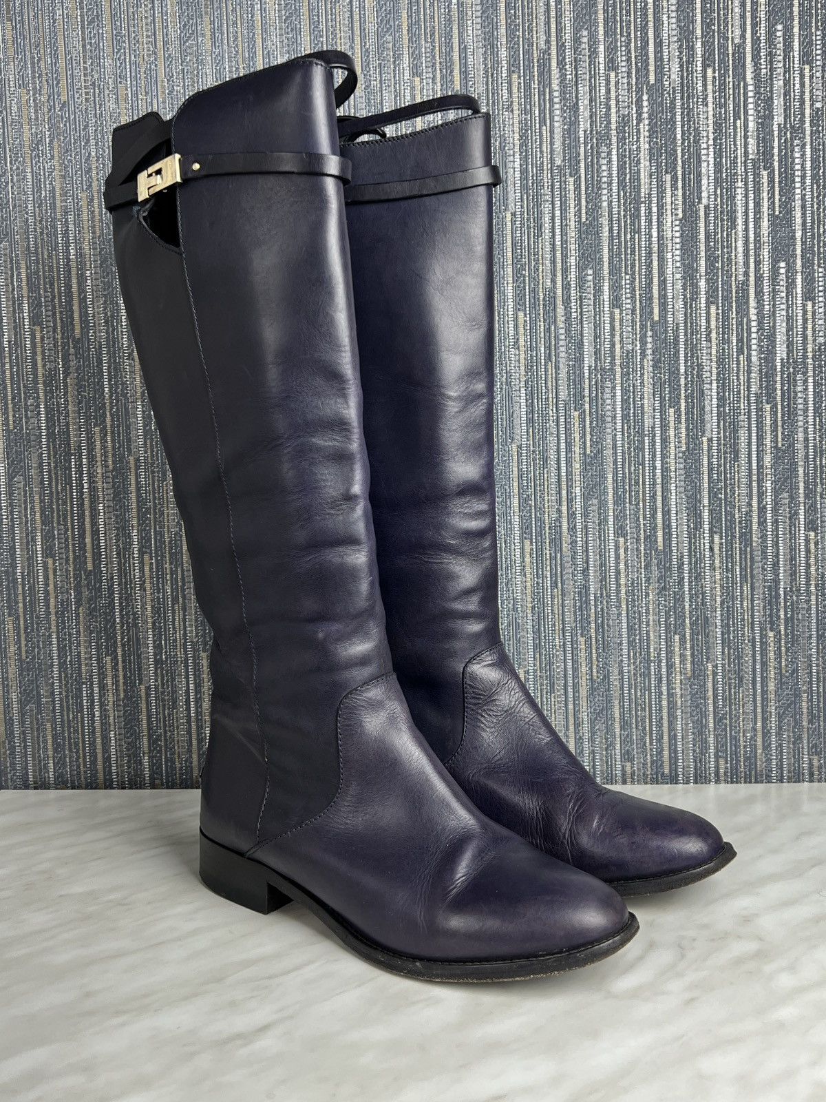Jimmy Choo Jimmy Choo Purple Leather Knee High Boots (Y0337) Size US 8.5 / IT 38.5 - 2 Thumbnail