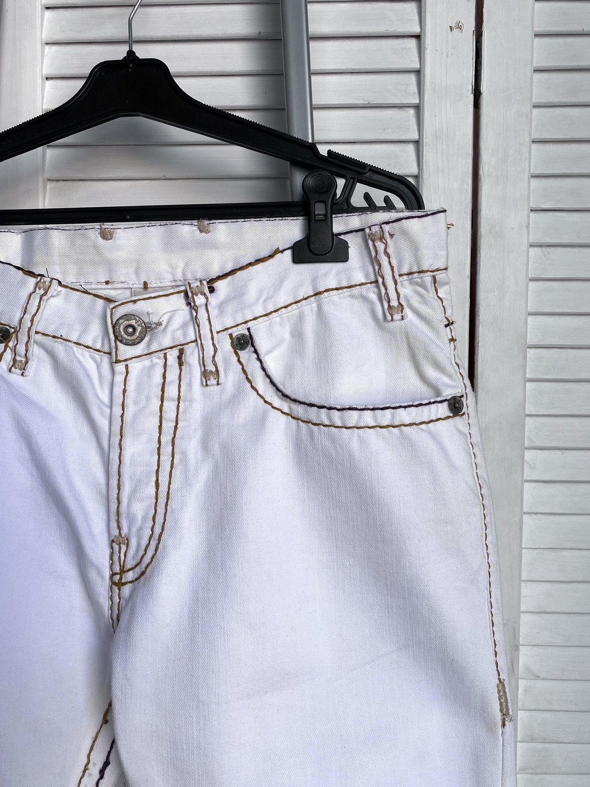 True Religion × Vintage True Religion White Jeans Big Stitch Denim USA Logan Super Size US 34 / EU 50 - 10 Thumbnail
