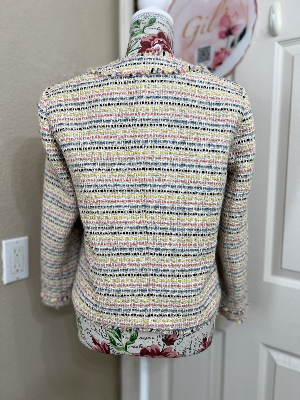 Ann Taylor Ann Taylor Multi-Color Tweed Button-Front Blazer Size M / US 6-8 / IT 42-44 - 3 Thumbnail