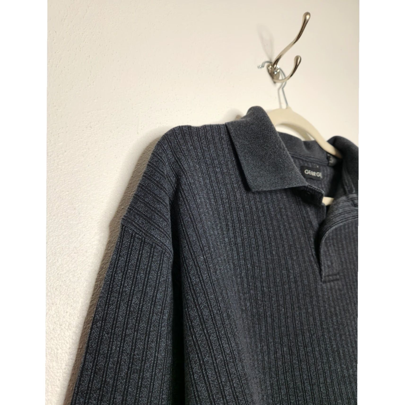 George VINTAGE George Long Sleeve Polo Henley Shirt Cotton Blue XL Men Size US XL / EU 56 / 4 - 5 Thumbnail