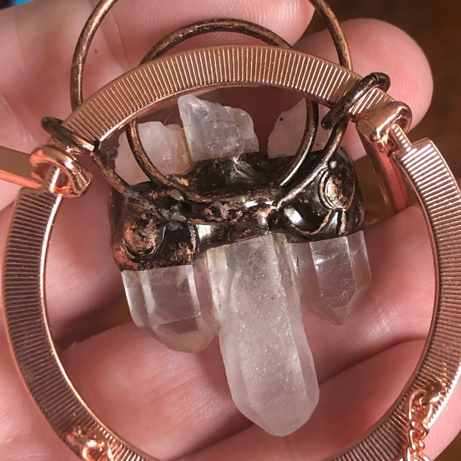 Handmade Handcrafted copper amethyst clear quartz necklace Size ONE SIZE - 10 Thumbnail