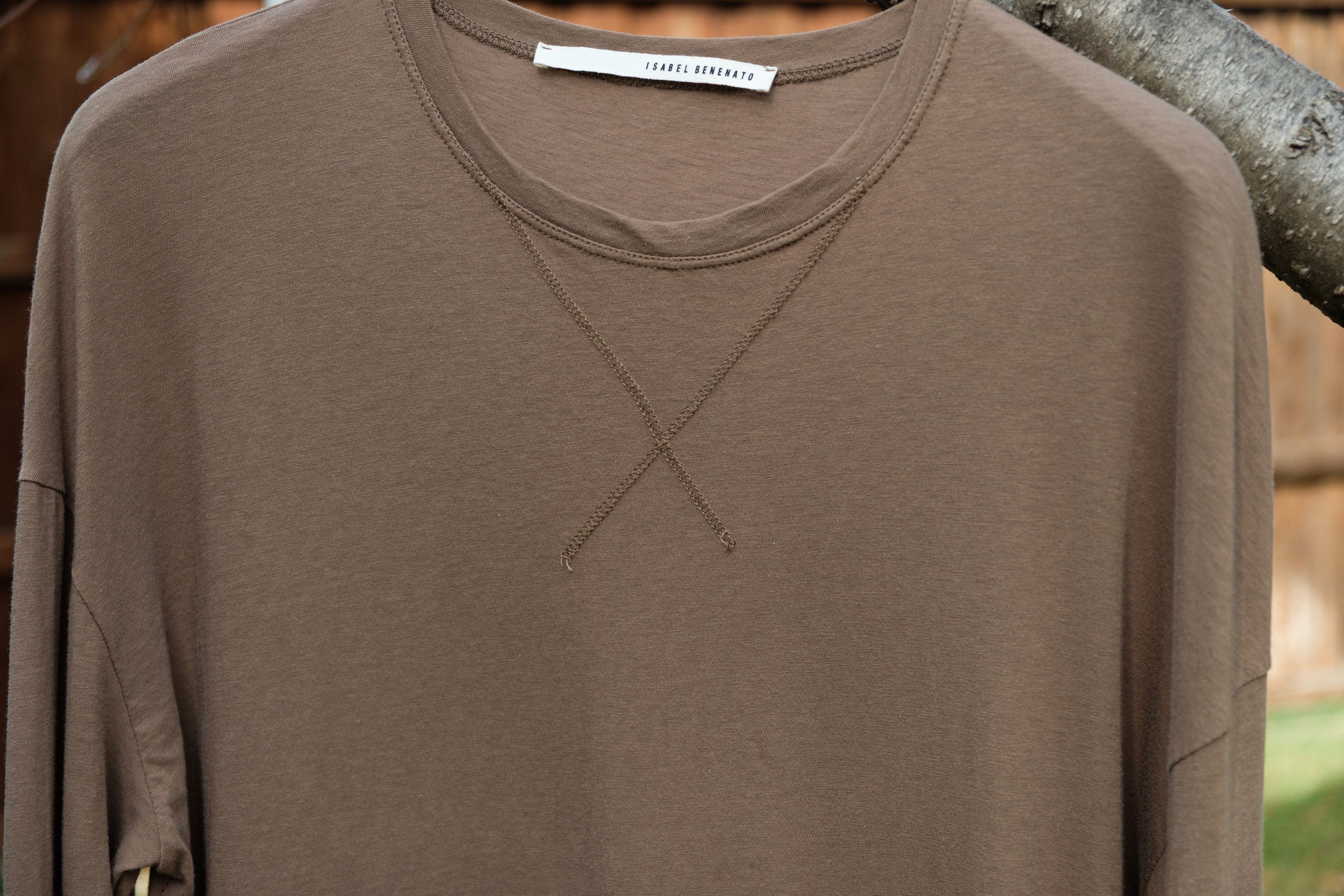 Isabel Benenato SS17 light brown cotton long sleeve shirt with thumbholes, L Size US M / EU 48-50 / 2 - 6 Thumbnail