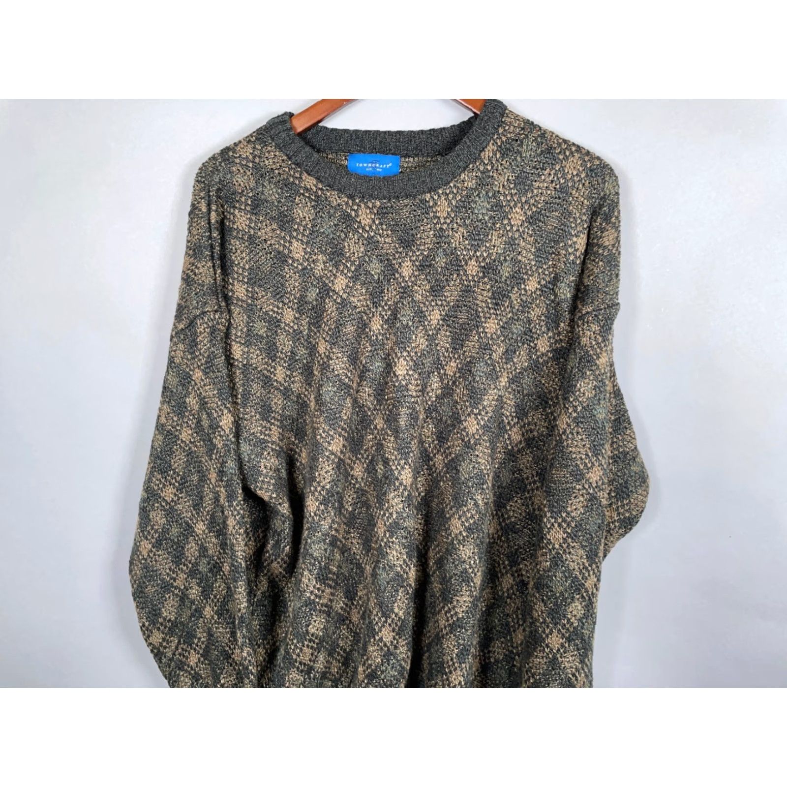 Vintage VINTAGE TownCraft Men's Sweater Adult XL Tall Knit Pullover 90s Diamond Pattern Retro Casual Size US XL / EU 56 / 4 - 4 Thumbnail