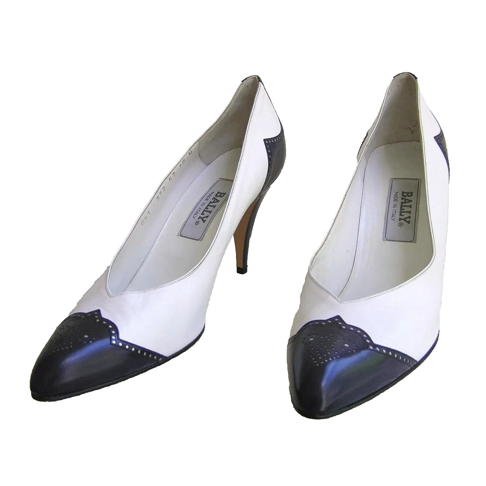 Bally BALLY VINTAGE 80'S LEATHER BLUE & WHITE WING TIP PUMPS - 5.5 Size US 5.5 / IT 35.5 - 1 Thumbnail