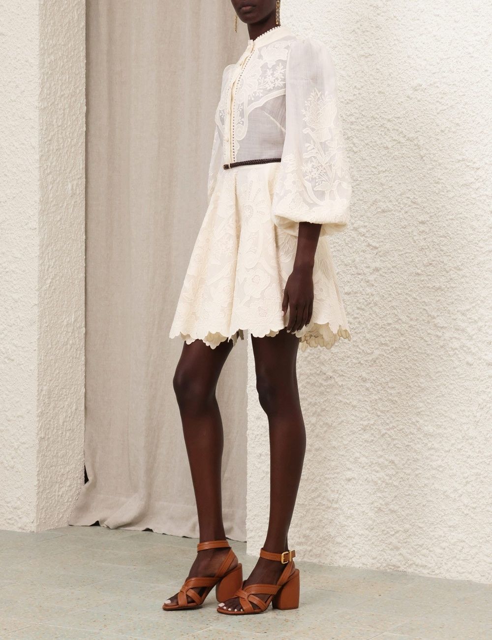 Zimmermann oc11z0525 Ottie Embroidered Mini Dress in Cream Size L / US 10 / IT 46 - 5 Thumbnail