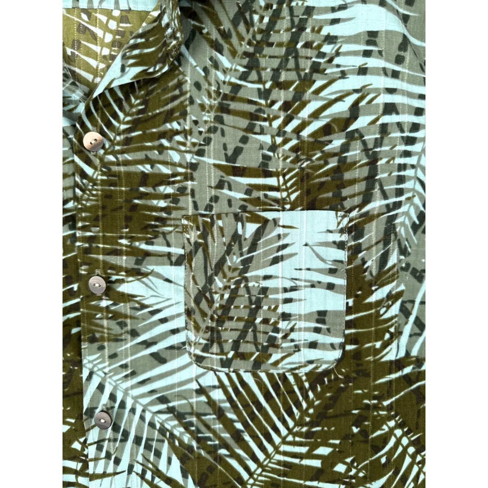 Van Heusen Van Heusen Shirt Adult M Blue Floral Leaf Hawaiian Polyester Button Mens Size US M / EU 48-50 / 2 - 6 Thumbnail