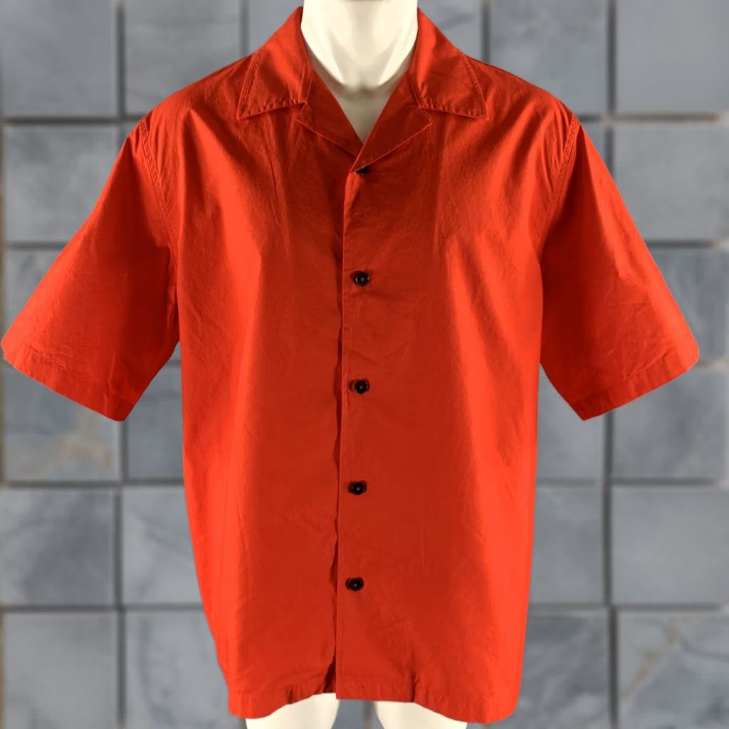 Jil Sander JIL SANDER Camp Shirt Size L Red Cotton Short Sleeve Size US L / EU 52-54 / 3 - 1 Thumbnail