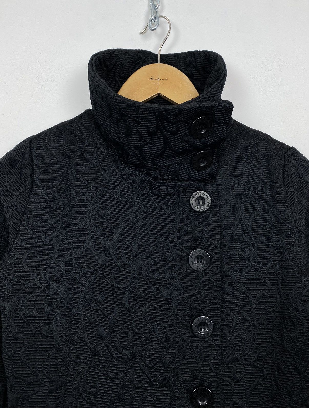 Desigual Desigual Black Pakaian Wanita Button-Through Coat Sz EUR36 Size XS / US 0-2 / IT 36-38 - 2 Thumbnail