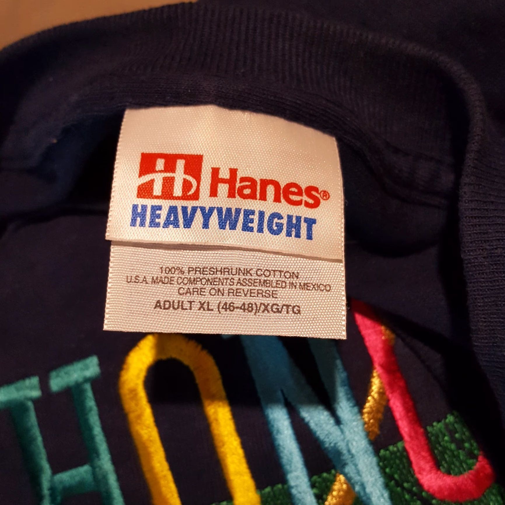 Hanes VINTAGE Honolulu Hawaii T Shirt XL Hanes Crew Neck Short Sleeve Blue 90s Rainbow Beach Palm Tree Size US XL / EU 56 / 4 - 7 Thumbnail