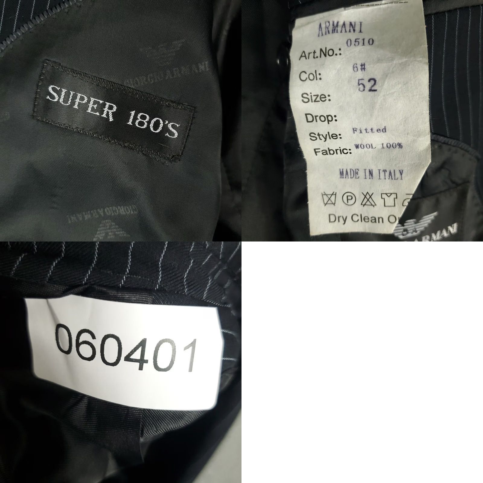 Giorgio Armani Giorgio Armani Jacket Blazer Mens Size 52 Black Fitted Super 180s Wool Italy Size 52R - 10 Thumbnail