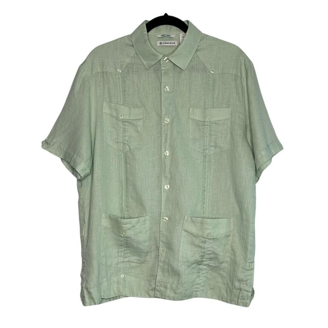 Cubavera Cubavera light green linen short sleeves shirt size medium Size US M / EU 48-50 / 2 - 19 Thumbnail