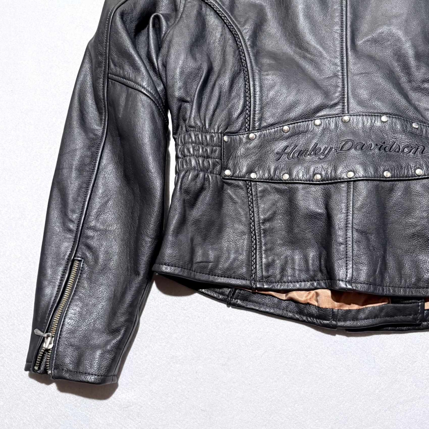 Harley Davidson VTG Harley-Davidson Leather Jacket Women's Black Biker XL Embossed Sierra Rose - Jacket, Harley-Davidson, Black, XL, Women Size XL / US 12-14 / IT 48-50 - 4 Thumbnail