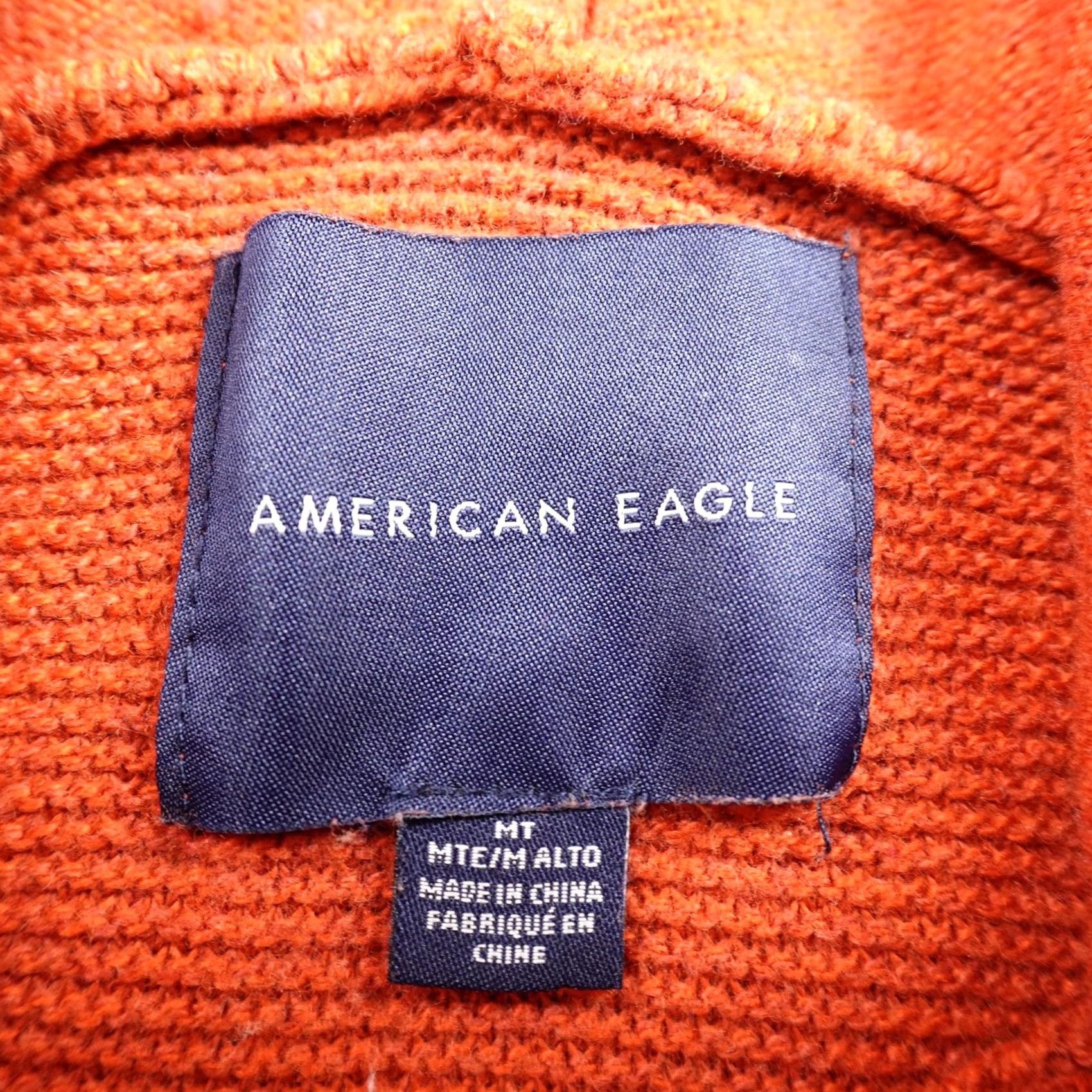 American Eagle Outfitters American Eagle Outfitters Sweater Mens MT Orange Nordic Aztec Fair Isle Hoodie Waffle Knit Size US M / EU 48-50 / 2 - 4 Thumbnail