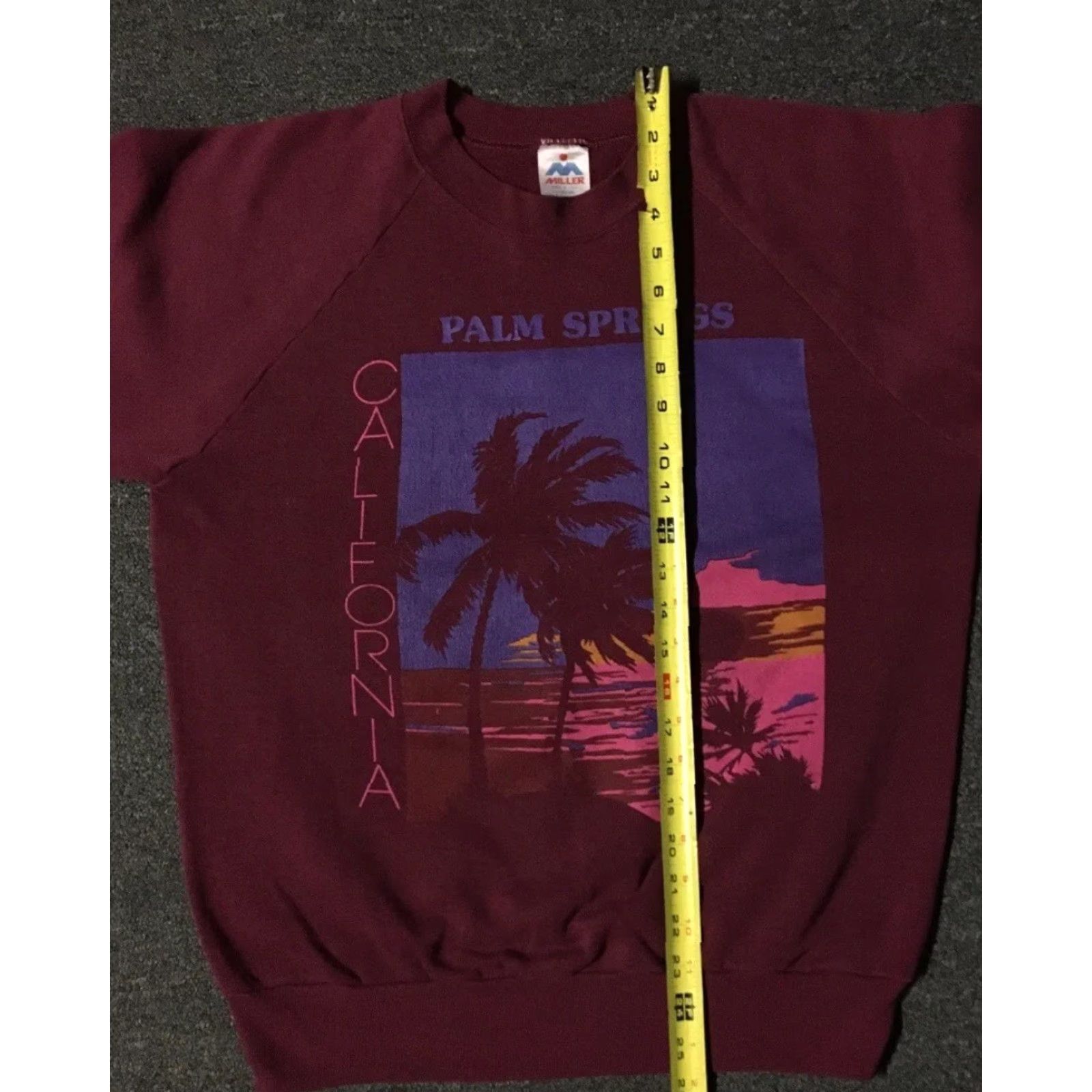 Vintage Vtg 80s Palm Springs California Faded Sweatshirt S Beach Art Surf Skate Grunge OP Hoodie Men Red Vaporwave 90s USA Surf Skate Size US S / EU 44-46 / 1 - 7 Thumbnail
