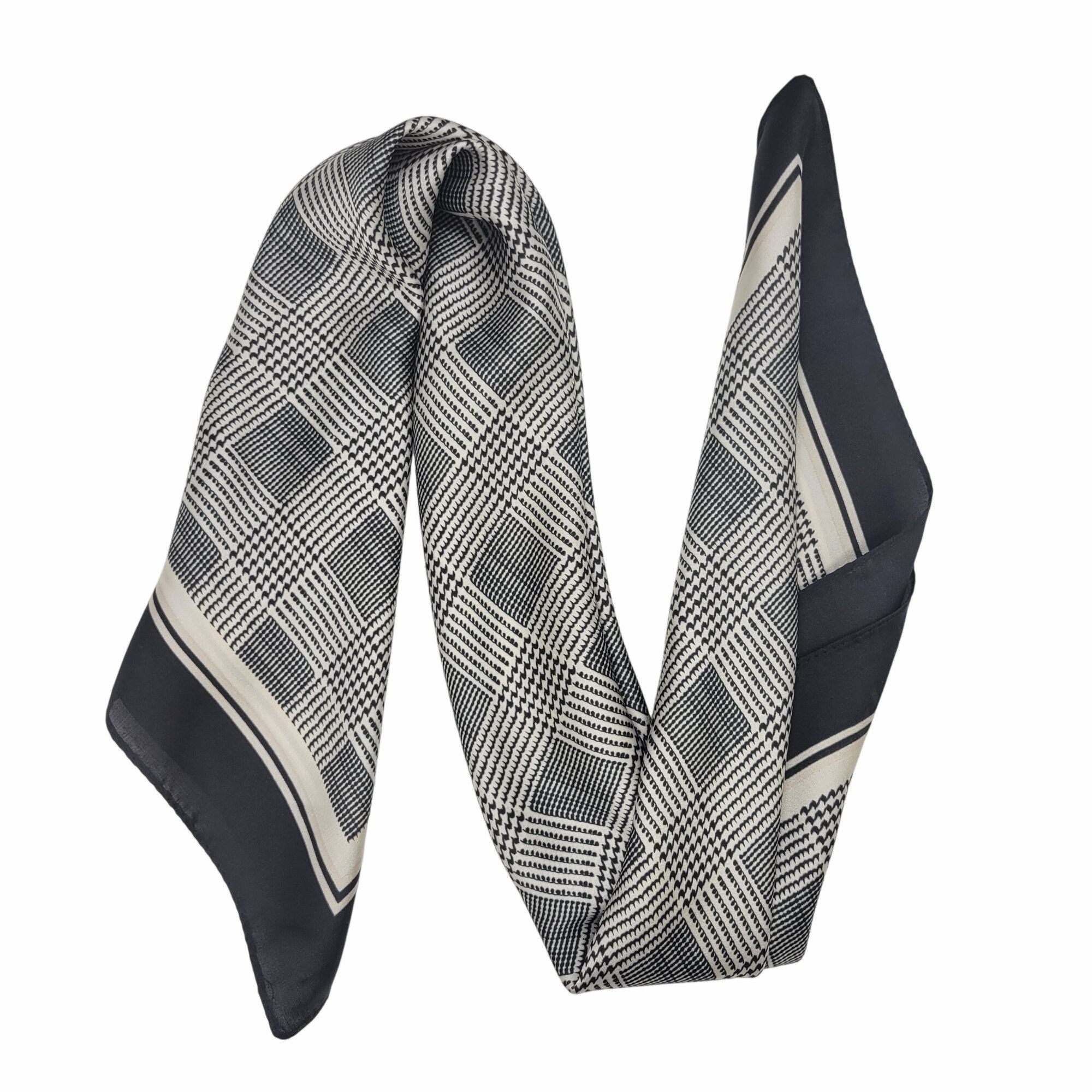 Other ❤️Elegant Bandana Square Scarf Silky Satin Soft BLACK Beige Size ONE SIZE - 4 Thumbnail