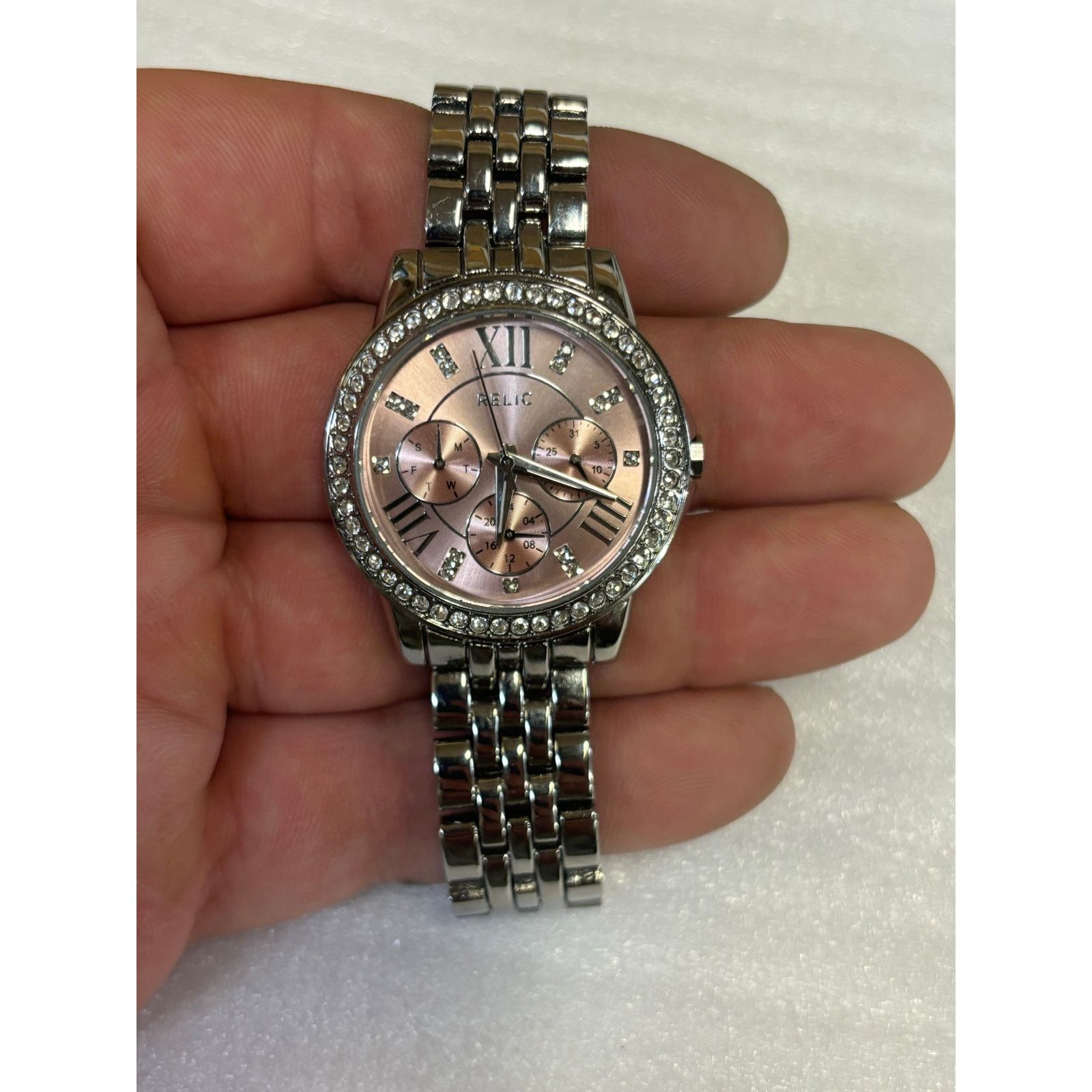Relic Relic Silver Tone Pink Dial Womens Watch! New Battery. Size ONE SIZE - 1 Thumbnail