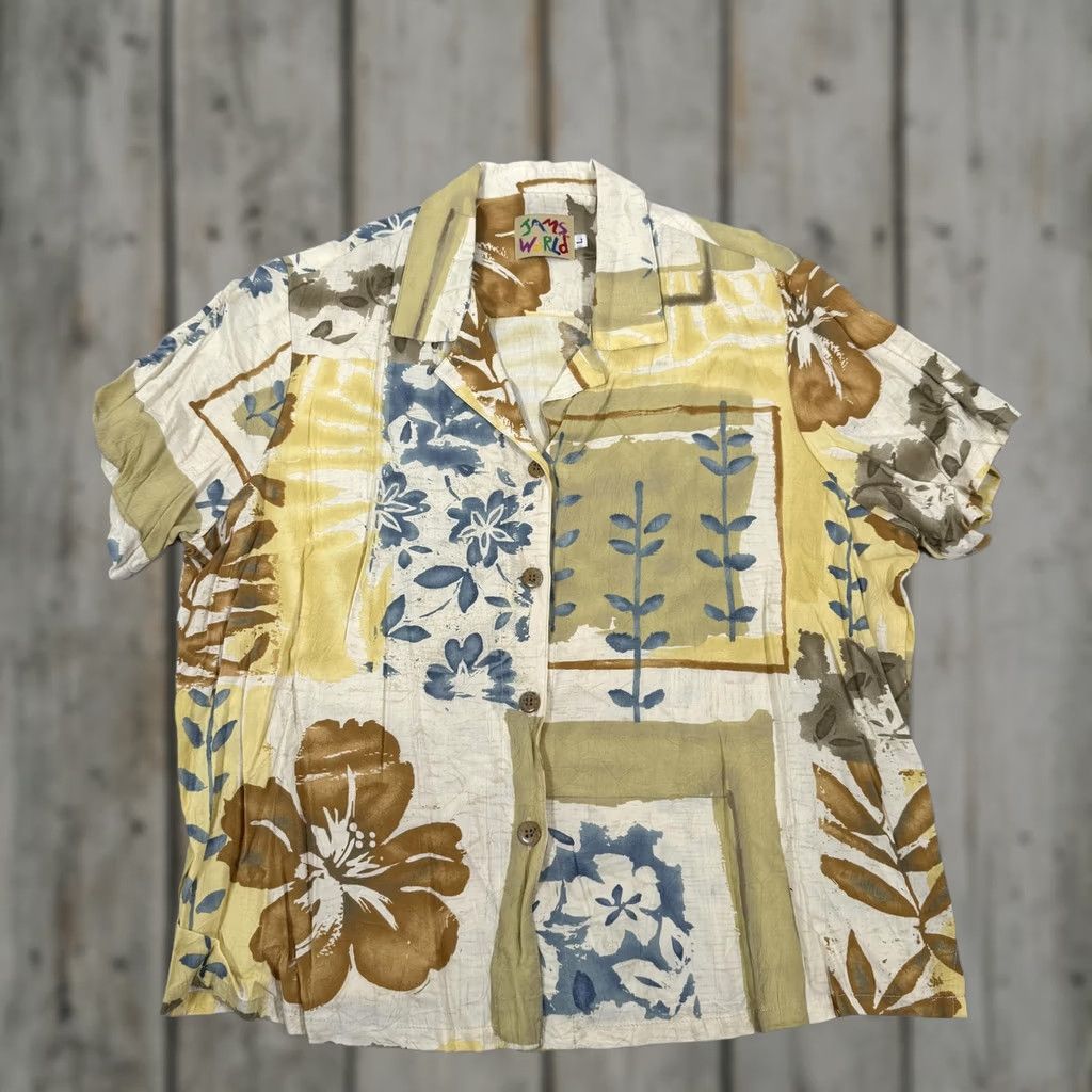 Jams World Jams World Top Womens Large Harvest Button Up Shirt Floral Tropical Rayon Hawaii Size L / US 10 / IT 46 - 1 Thumbnail