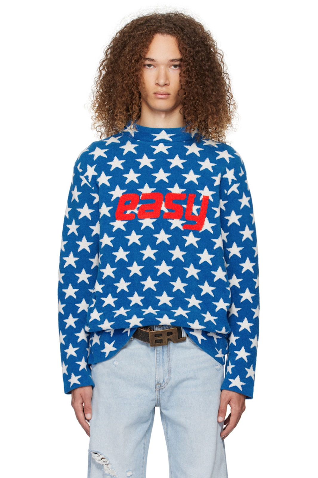 ERL ERL mock-neck intarsia-knit Blue Star jumper Sweater Size US S / EU 44-46 / 1 - 1 Thumbnail