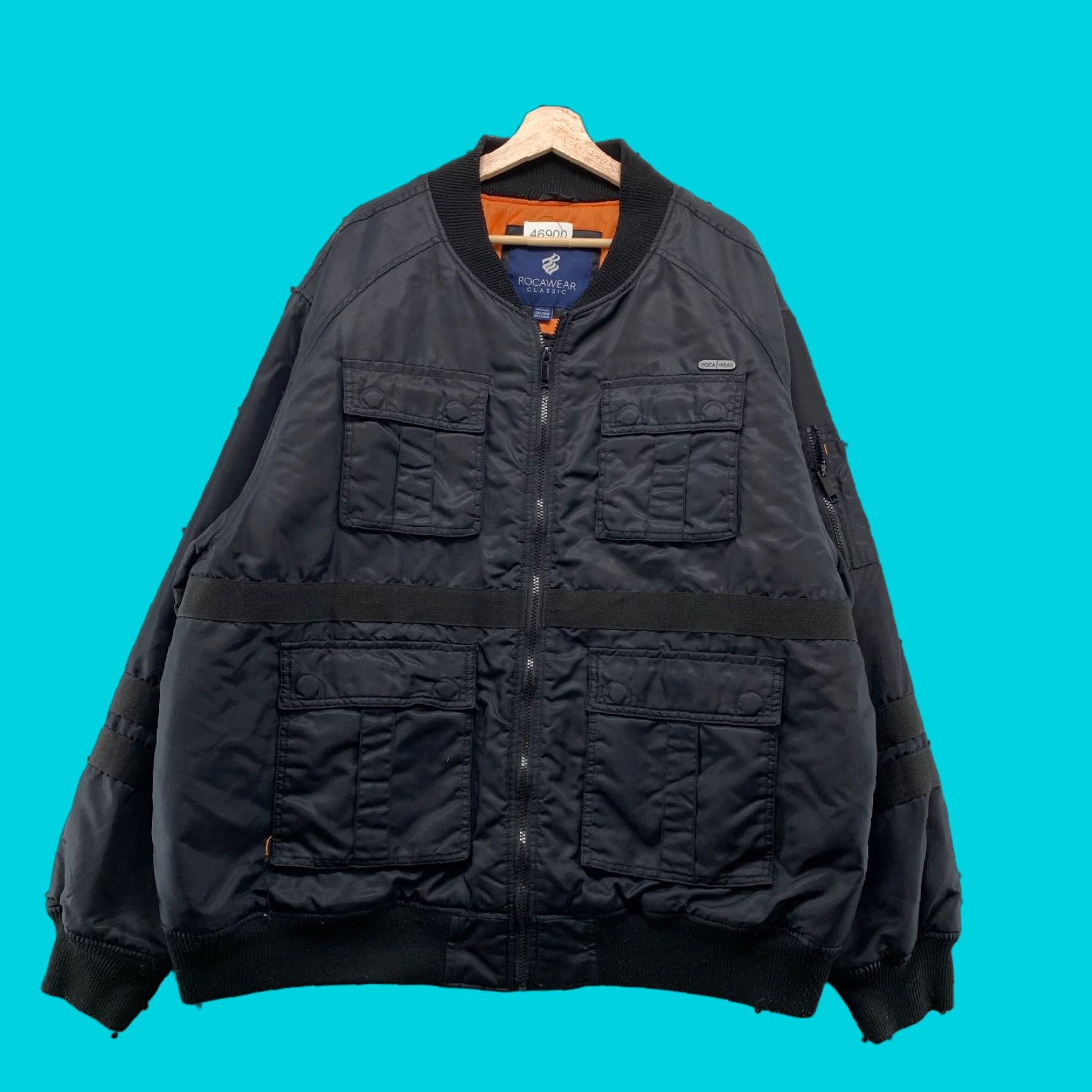Rocawear VINTAGE Rocawear Bomber Jacket Mens 3XL Black Oranger Liner Utility Pocket Nike Size US XXL / EU 58 / 5 - 1 Thumbnail