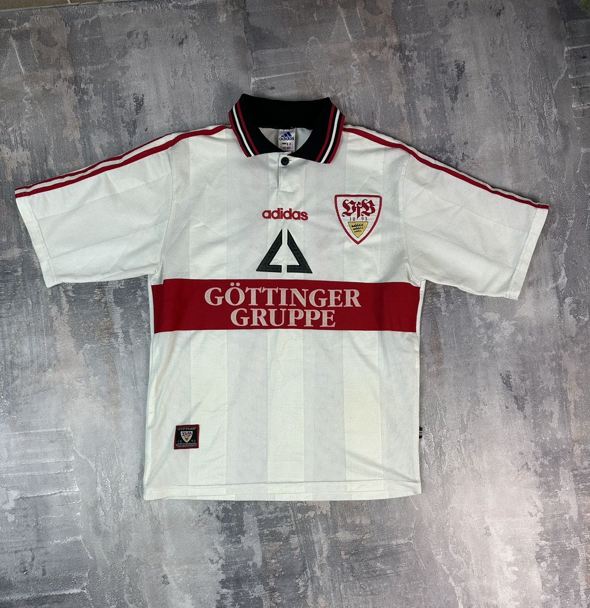 image of Vfb Stuttgart Home 6 Yakin Adidas Vintage Soccer Jersey in White, Men's (Size Medium)