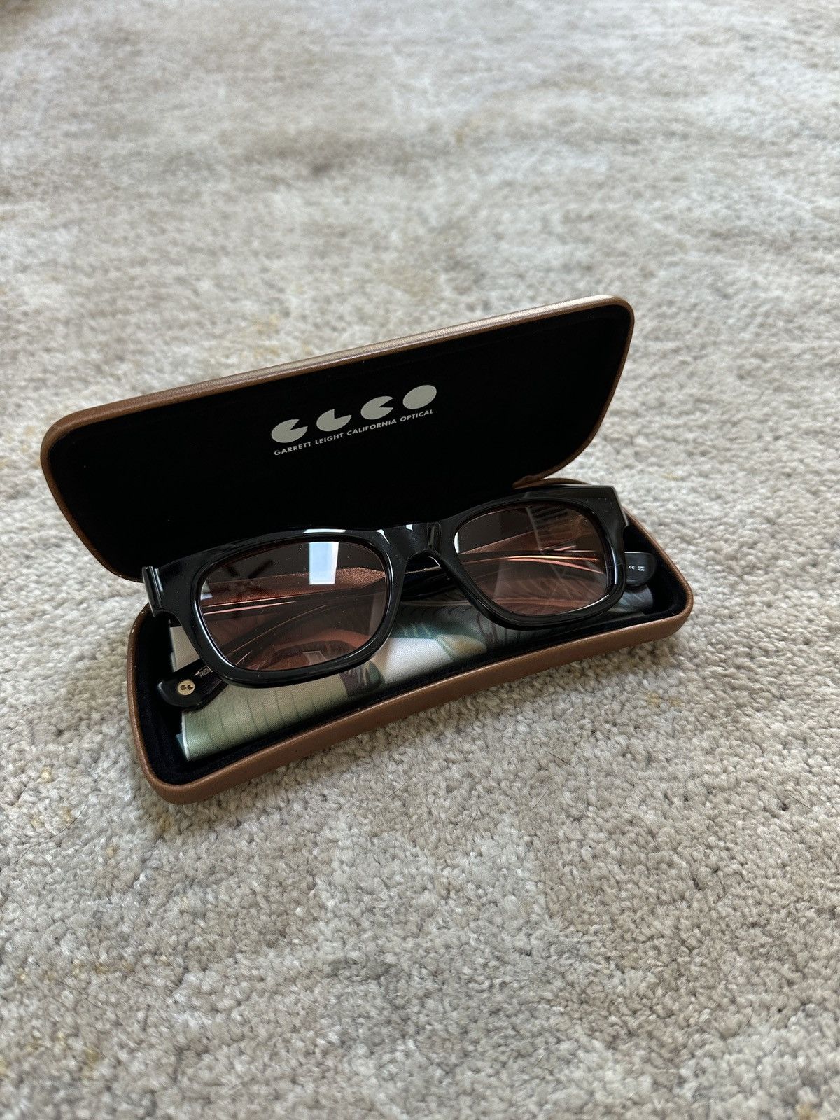 Garrett Leight Garret Leight WOZ Rectangular Wayfarer Sunglasses Black/Red Size ONE SIZE - 9 Thumbnail