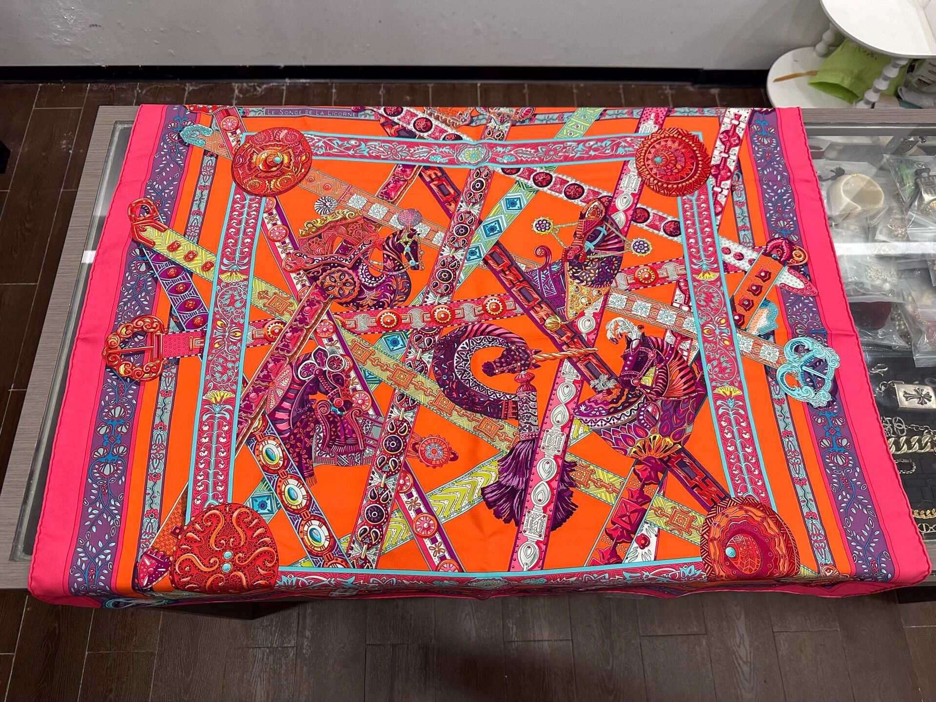 Hermes Hermes Unicorn Song Red Silk Scarf 90x90 New Boxed Size ONE SIZE - 4 Thumbnail