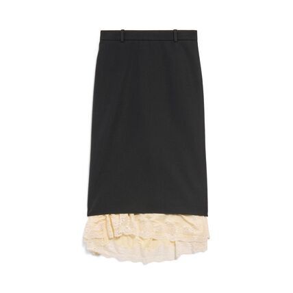 Balenciaga o1bcso1str0326 Lingerie Tailored Skirt in Black Size 25" / US 0 / IT 36 - 1 Thumbnail