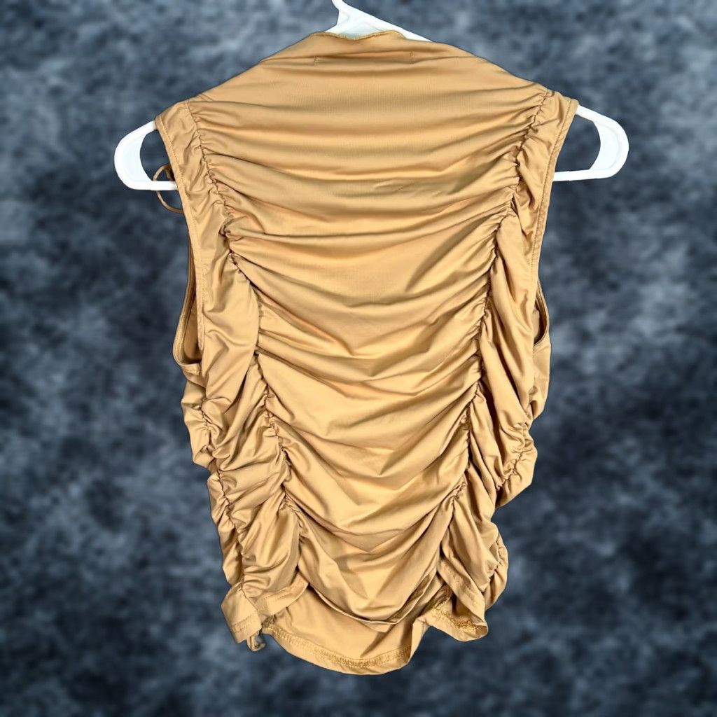 Lioness Lioness Womens Top Sleeveless Ruched Tan Adjustable Side Ties L Beige Adult Large Shirt Summer Womens) Size L / US 10 / IT 46 - 1 Thumbnail
