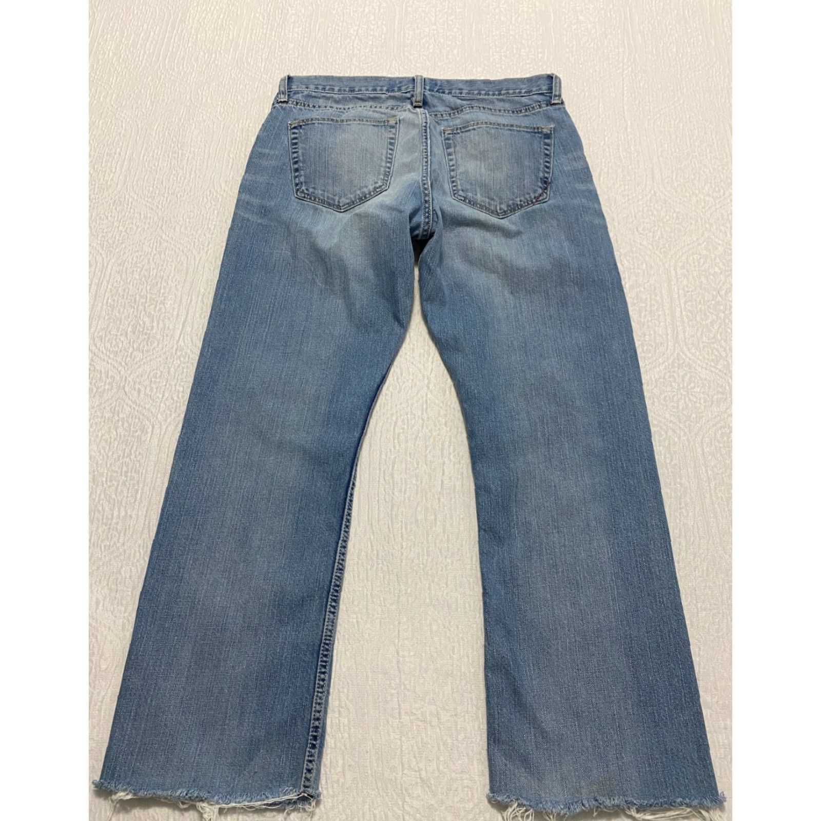 Banana Republic VINTAGE Banana Republic Mens Jeans Straight Blue 33x26 Cotton Denim Regular 5-Pocket Design Zip Pocketed Inseam 26 -Raw Hem- > Size US 33 - 2 Thumbnail