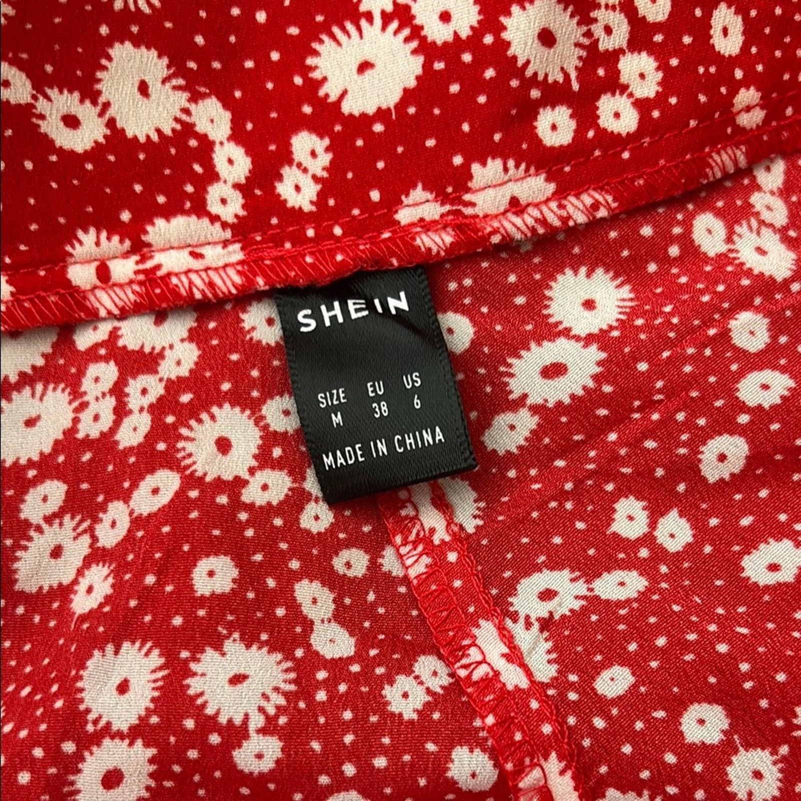 Shein SHEIN Red Floral Deep V-Neck Straps Mini Dress - Small Size S / US 4 / IT 40 - 5 Thumbnail