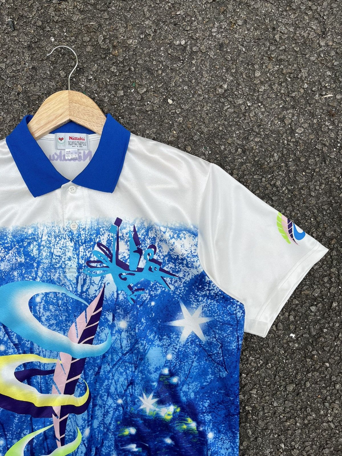 Japanese Brand Vintage 90s NITTAKU Table Tennis Jersey Art Psychedelic Size US L / EU 52-54 / 3 - 4 Thumbnail