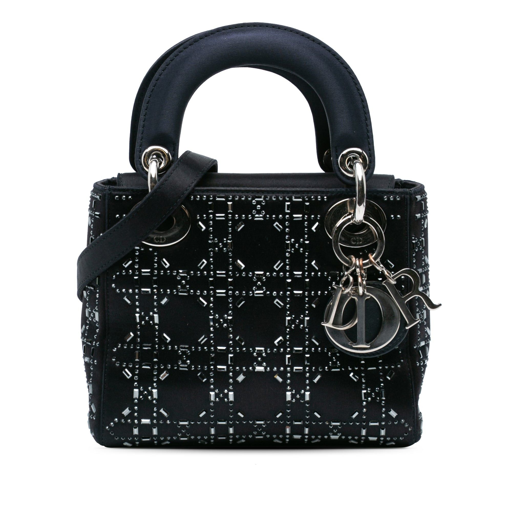 Dior Dior Mini Satin Cannage Strass Crystal Embellished Lady Dior Black Size ONE SIZE - 1 Thumbnail